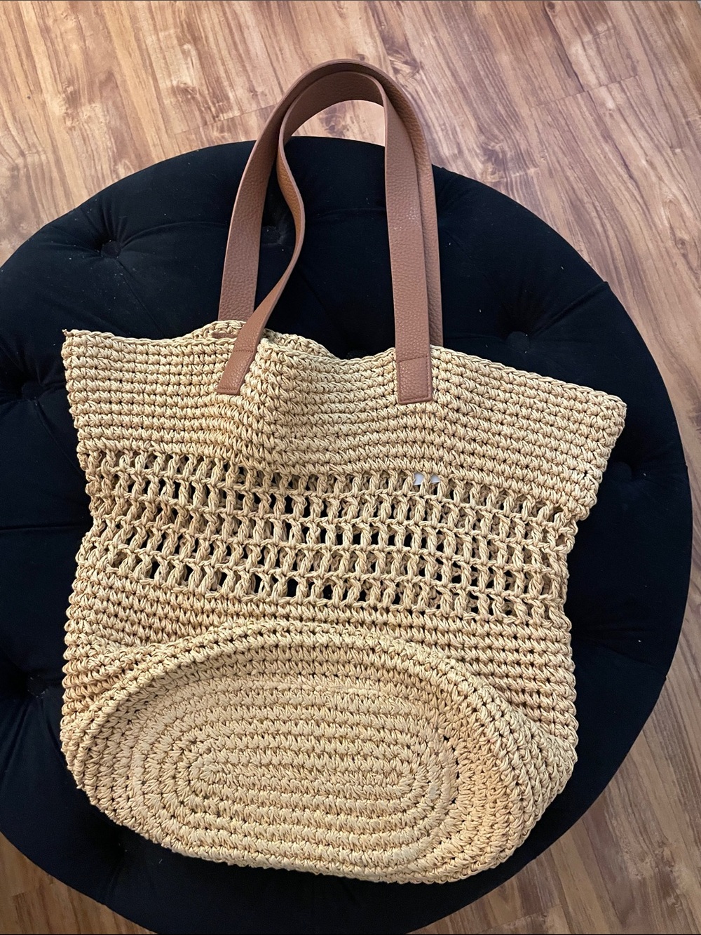 Banana Republic Natural Straw Tote with Tan Handles